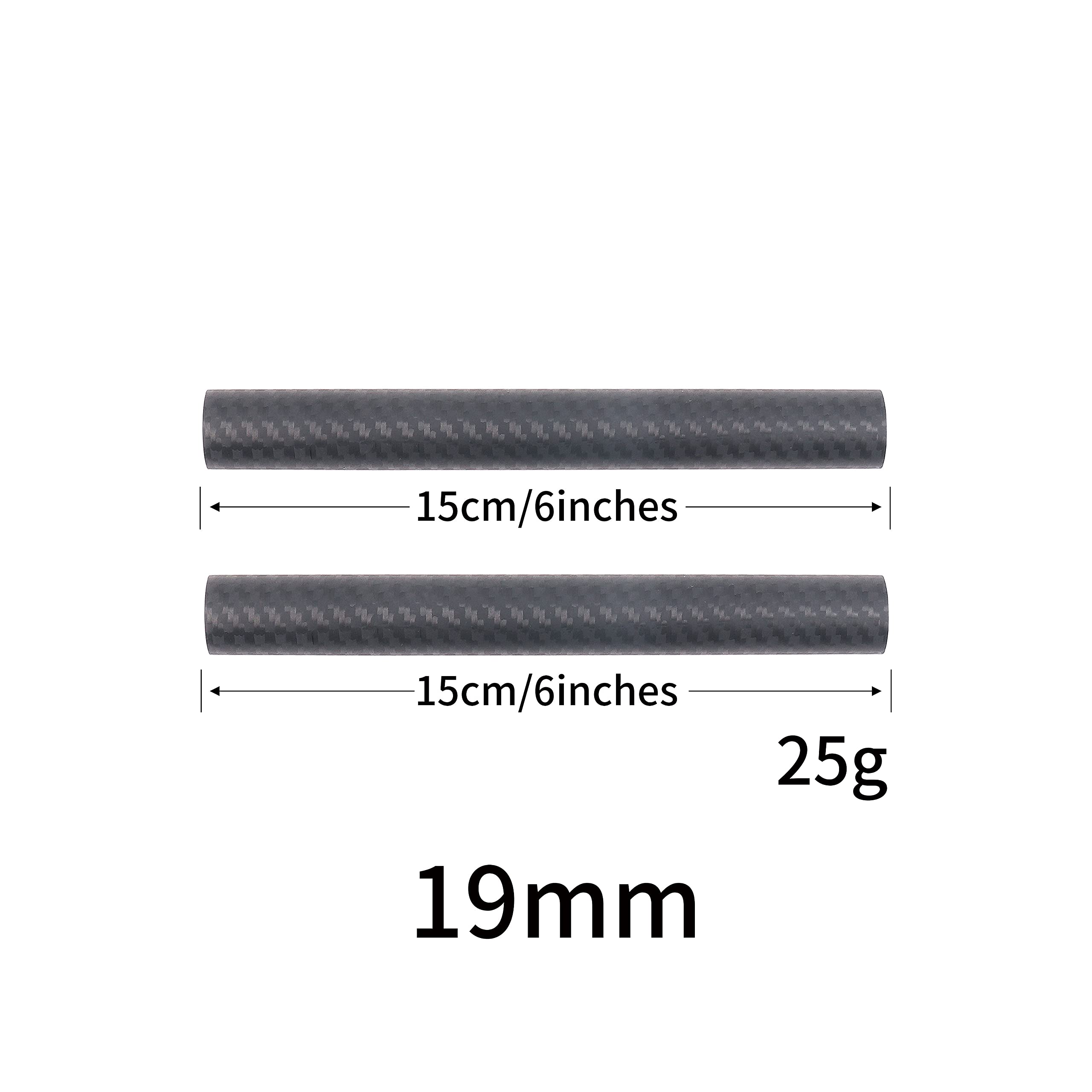 Focusfoto 19Mm Carbon Fiber Rods 15Cm/6Inch Length For 19Mm Rod Rail Support System Dslr Camera Rig (Pack Of 2)