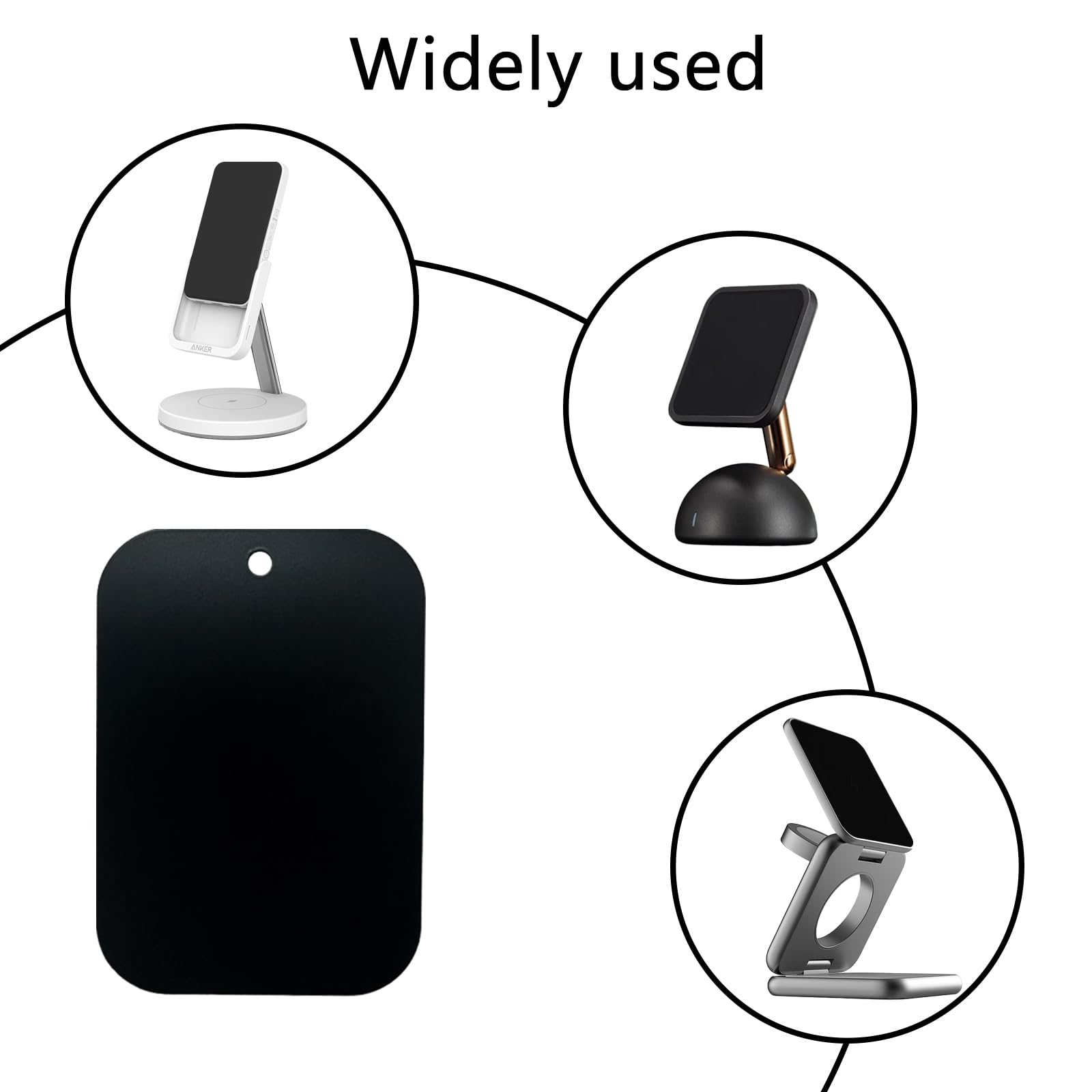 Gdminlo Mount Metal Plate（4Pack） For Magnetic Car Mount Phone Holder With Full Adhesive For Phone Magnet, （2 Rectangle And 2 Round）