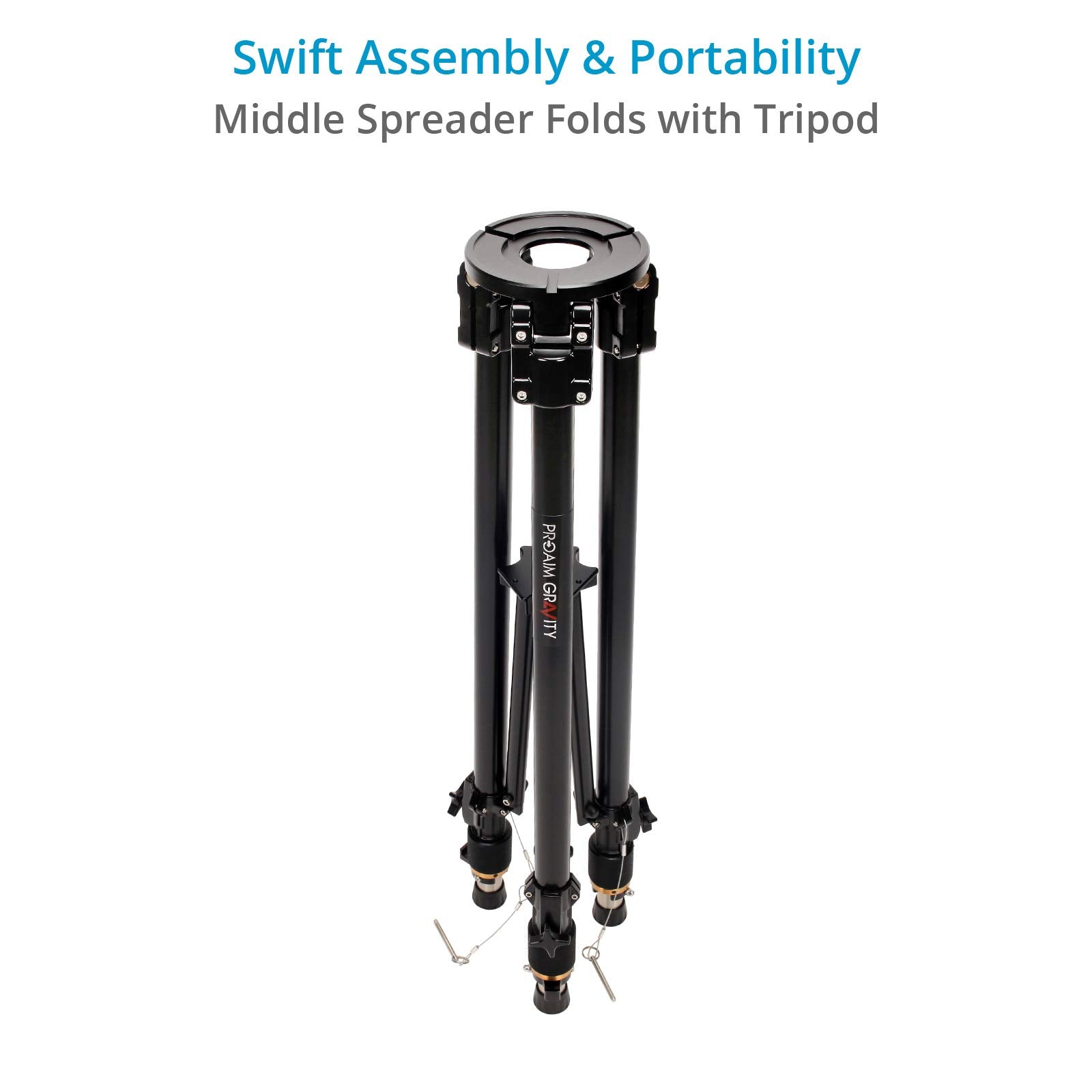 Proaim Grav-Ity Heavy-Duty Camera Tripod Stand (Mitchell Base) For Slider, Jib, Dolly And Geared Heads. Height Range Of 32.3 To 47.2". Payload Up 300Kg / 661Lb (Tp-Gvty-02)