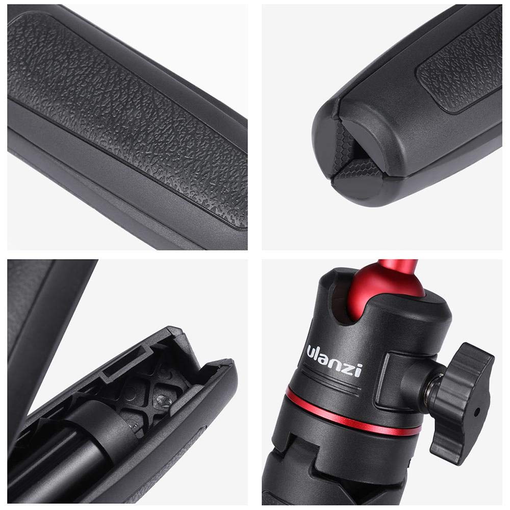 Ulanzi Mt-08 Extension Rod Tripod Mini Selfie Stick Tripod Stand Handle Grip For Iphone 11 Pro Max Samsung Camera Sony Canon Nikon Vlogging Smartphone Mobile Phone Black/Red