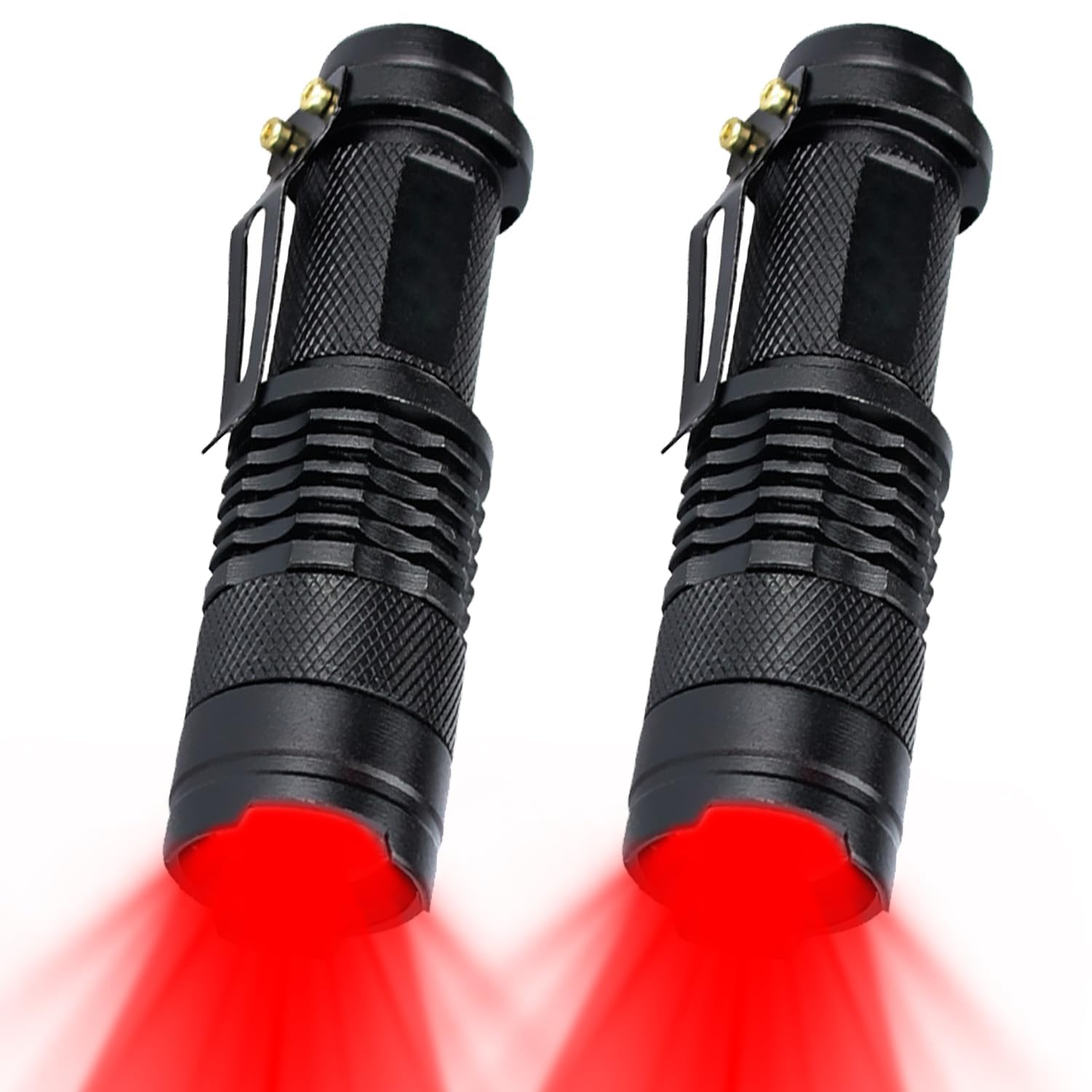 Modoao Red Led Flashlight, 3 Modes Pocket Flashlight Zoomable Torch With Clip High Lumen For Night Observation, Lighting, And Astronomical