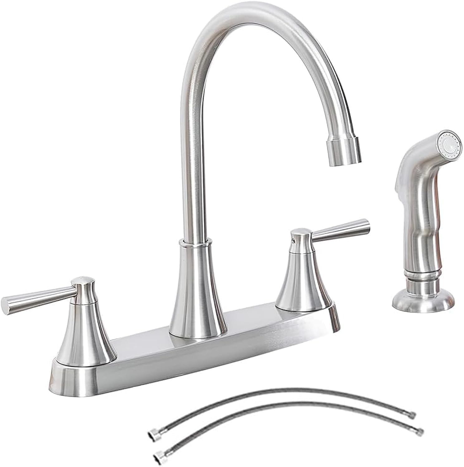 Vsunhoo Kitchen Faucet With Sprayer, Brushed Nickel Stainless Steel, 3-Hole Rv Utility Touch Kitchen Faucet With Side Sprayer, Tdlkf29L