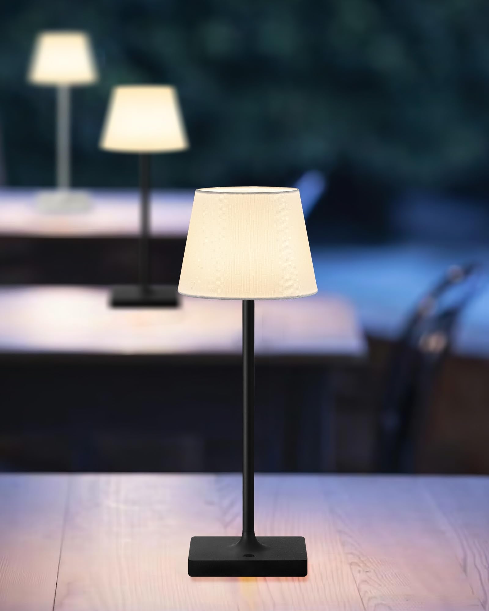 Newsee Cordless Portable Touch Table Lamp Set Of 2, 4000Mah Rechargeable Battery Powered Dimmable Led Desk Lamps Fabric Lampshde, Modern Baby Night Light For Restaurant, Bedroom (Gold 14.5")