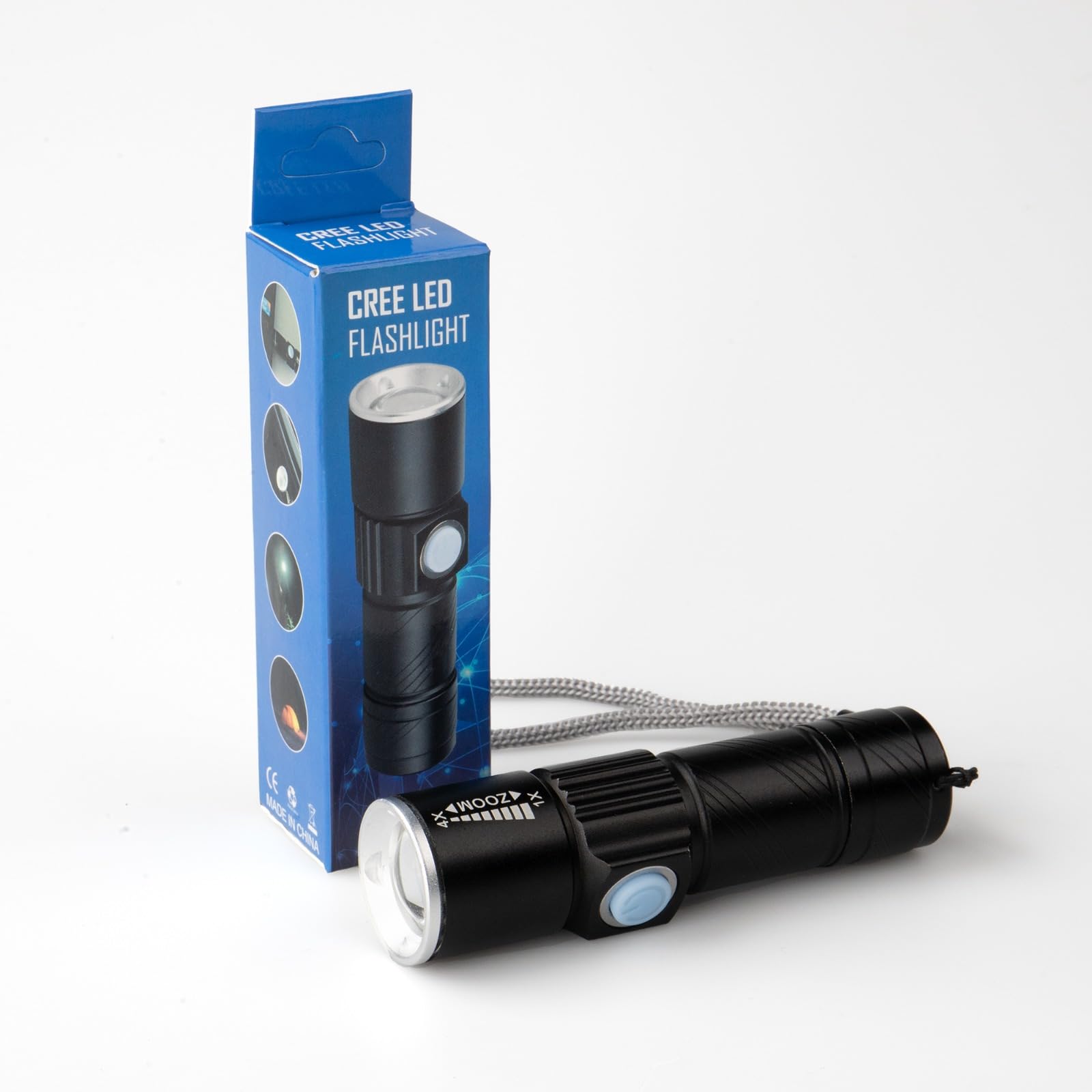West Coast Paracord Led Flashlight, 3 Modes, Adjustable Zoom Focus, Usb Rechargeable, Portable Edc Utility Light, Bright 200 Lumens, Long Battery