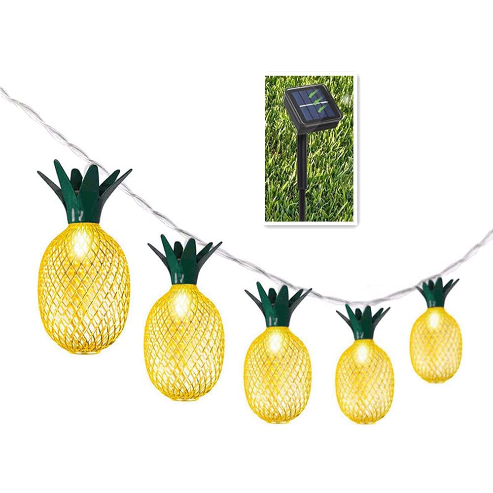 Mintssoul Bimee Pineapple Solar String Lights 15Ft 20 Leds Waterproof Solar Powered Fairy String Lights Hanging Lights For Outdoor Garden Patio Landscape Home Wedding Birthday Party Decoration (Warm White)