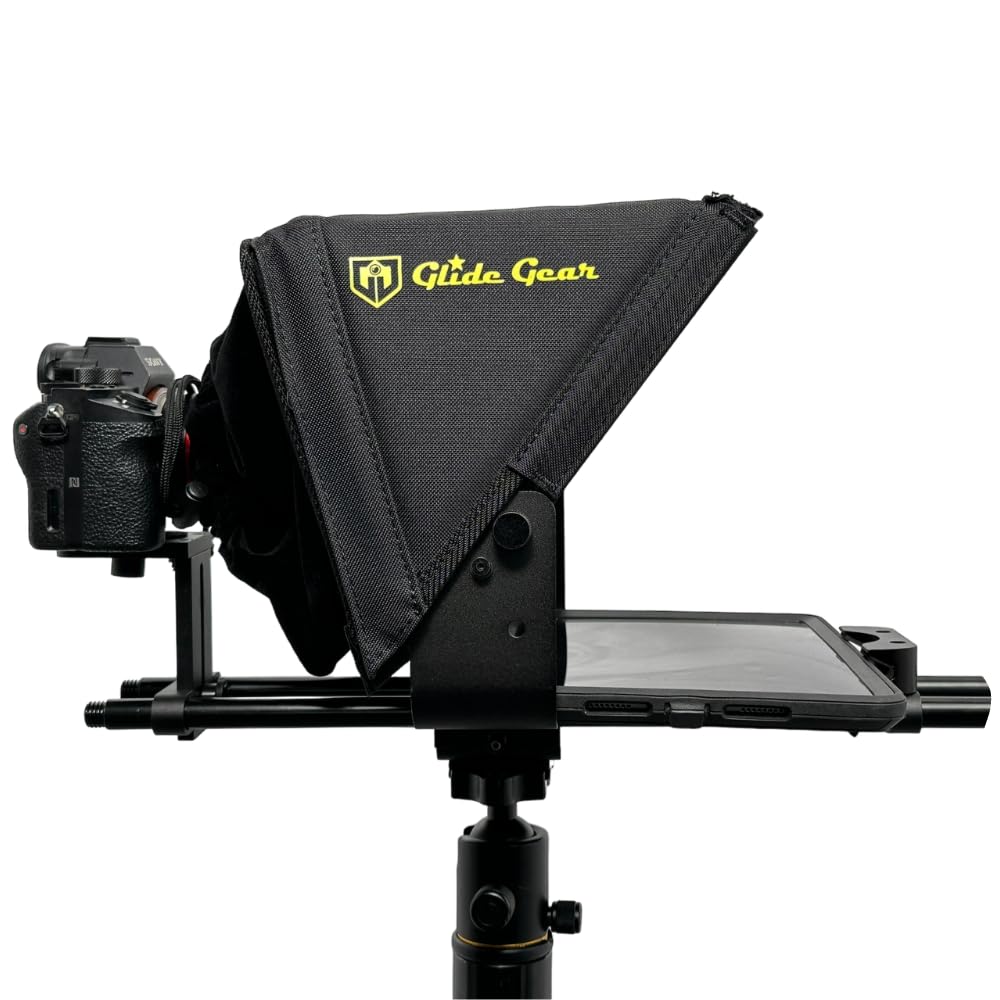 Glide Gear Tmp 500 Universal Video Camera Tripod Teleprompter 15Mm Rails W/ Carry Case