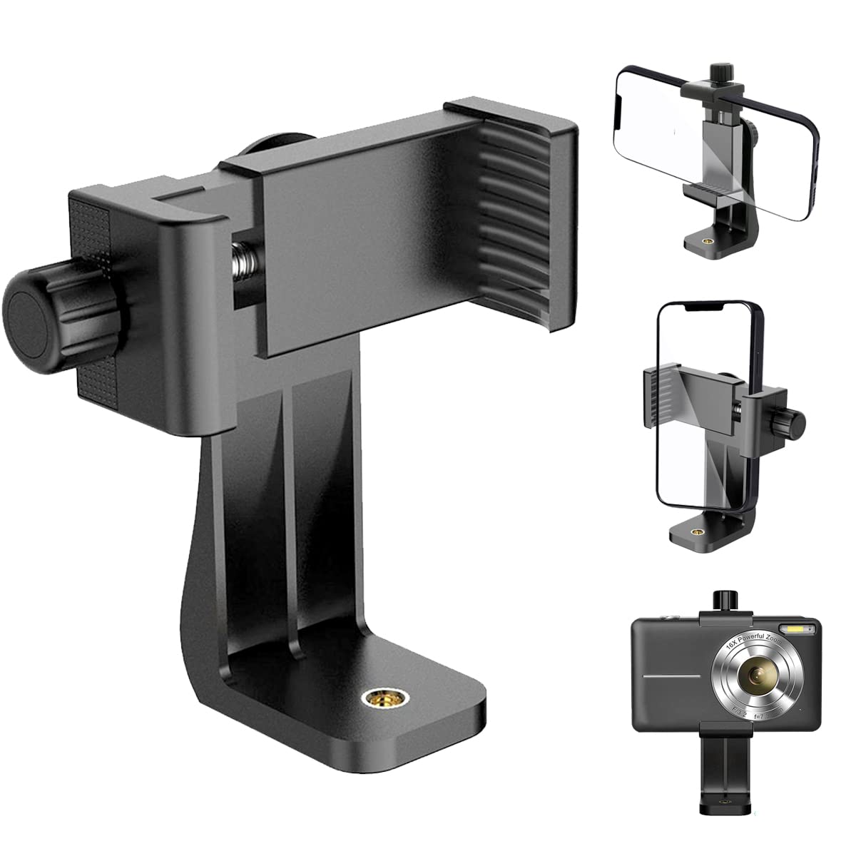 Ayapouce Cell Phone Tripod Mount Holder, Smartphone Tripod Cell Phone Holder Mount Adapter Clip, Digtal Camera Bracket Selfie Lens Monopod Adjustable Ring Light For Camcorder,Compatible For Most Cellphones