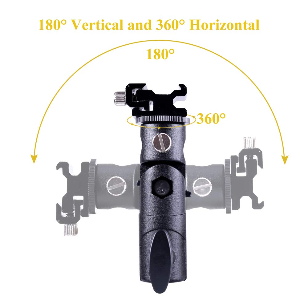 Fotyrig Camera Speedlite Flash Stand Bracket Umbrella Mount Holder Shoe Mount Compatible With Nikon Pentax Olympus Nissin Metz And Other Speedlite Flashes E Type-2 Pack