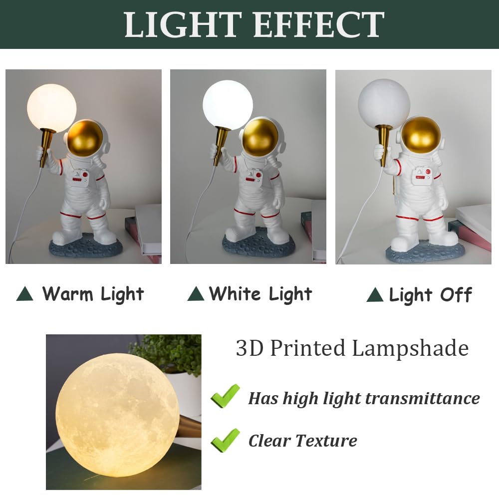 Skyblaze Astronaut Table Lamp, Resin Night Light, Space Themed Table Light, Cute Bedside Desk Lamp For Kids Bedroom, Nursery