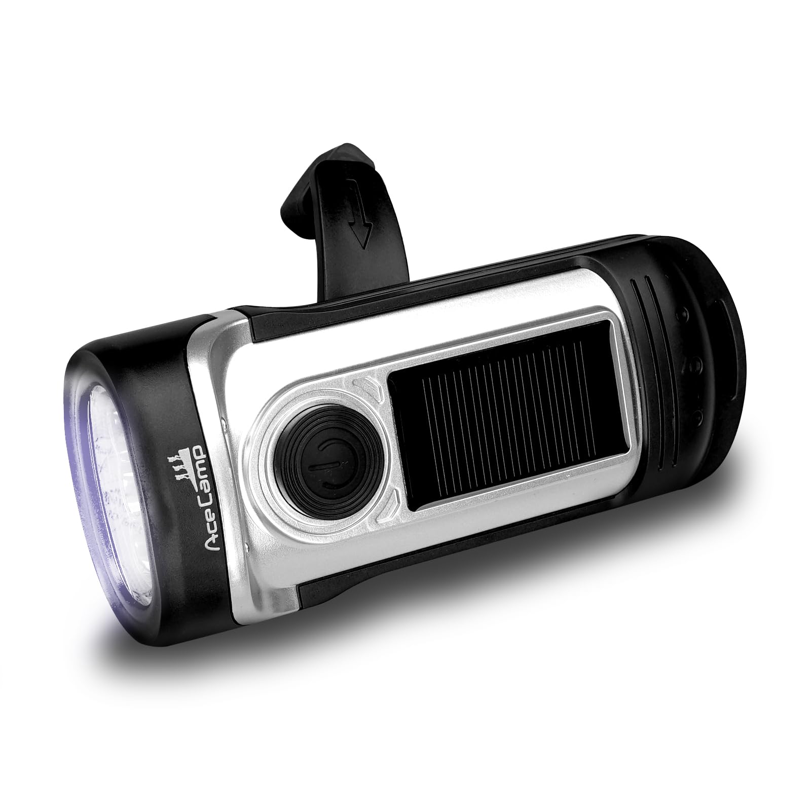 Acecamp Flashlight Hand Crank Solar Powered, Ipx6 Emergency Flashlight, Outdoor Rescue, Camping, Hiking