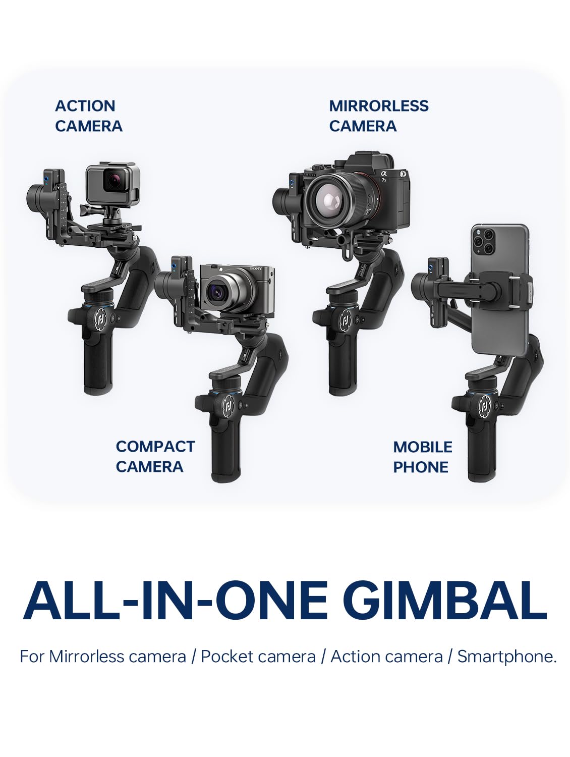 Feiyutech Scorp Mini-2 Combo:Portable Bag+11''Carbon Fiber Pole+Fill Light,All In One 3-Axis Camera Stabilizer,Built-In Ai Tracker Handheld Gimbal For Mirrorless Camera,Gopro,Smartphone (Black)