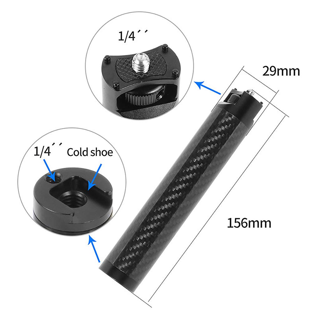 Kqcibz Carbon Fiber Handle Gimbal Grip Cold Shoe Mount Adapter For Weebill S Lab Stabilizer For Monitor Microphone, Black, 500034576