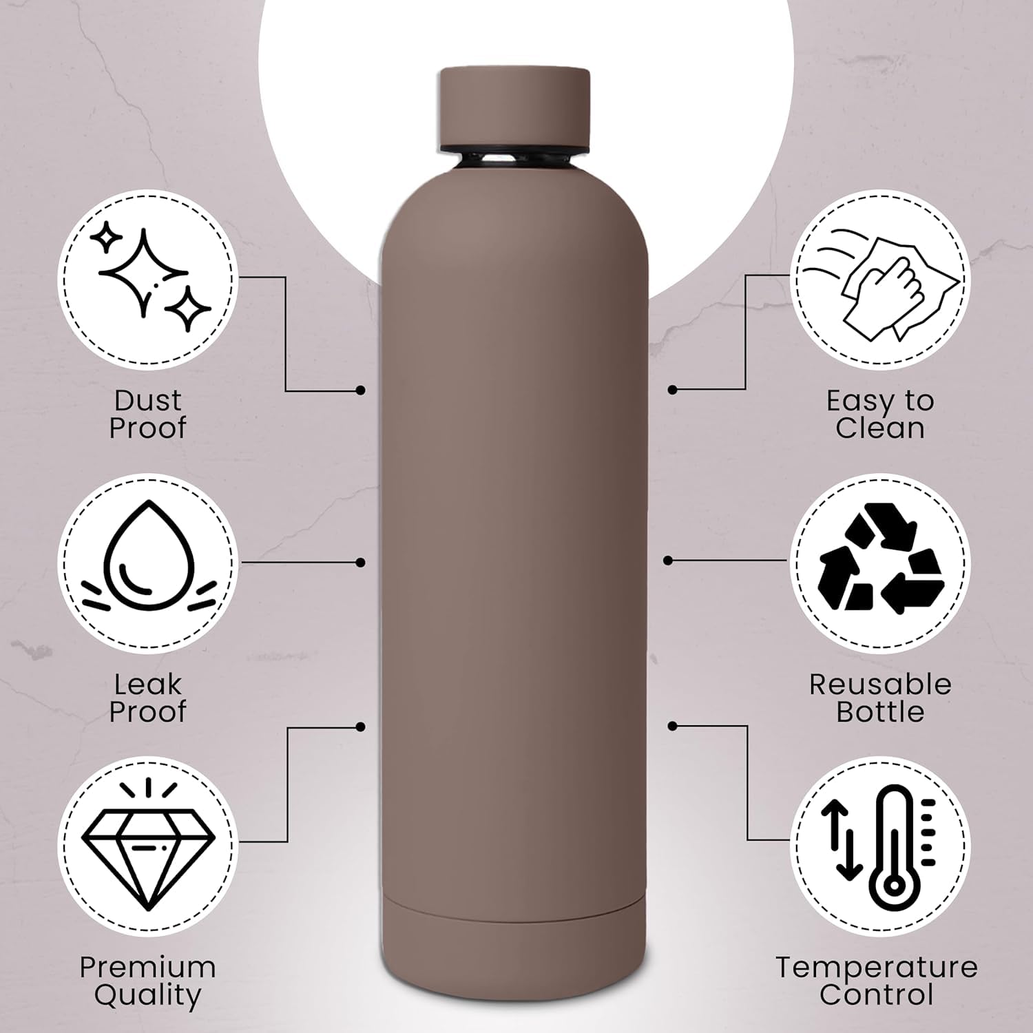Stainless Steel Water Bottle - 24 Oz Water Bottle For Men & Women - Leak Proof Reusable