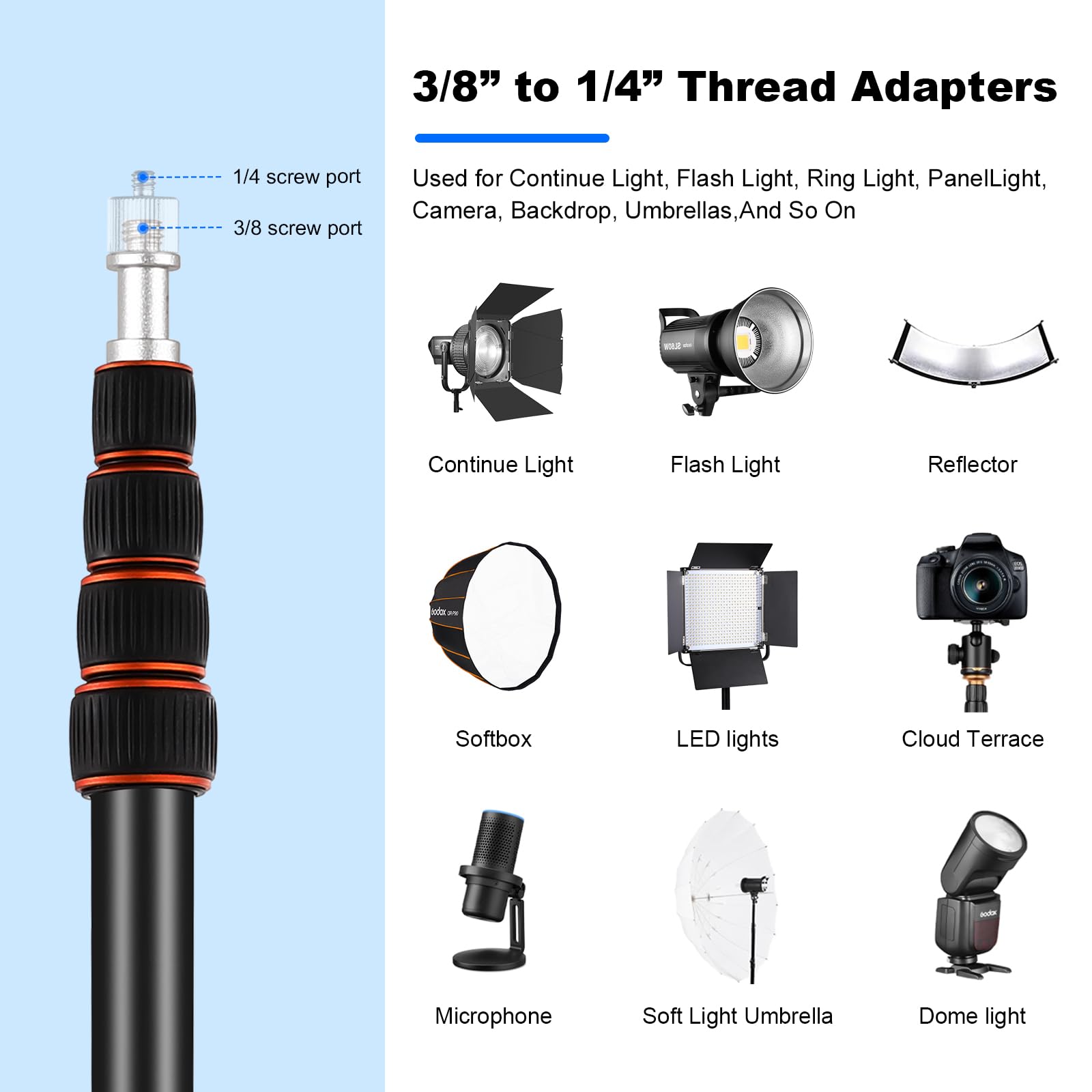 Soonpho Extendable Travel Light Stand 7.2Ft / 2.2M Sturdy Aluminum Alloy Light Weight Adjustable Portable Tripod With Carry Bag For Photography Studio Outdoor Shooting Speedlight Flash Reflector Ring Light