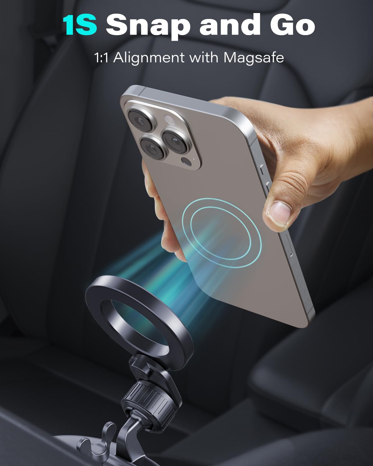 1Zero For Magsafe Cd Phone Holder For Car [17 Strong Magnets] Magnetic Cd Player Phone Mount, Hollow Socket Cd Slot Phone Mount For Iphone 15 14 13 12 Series Pop Grip Ring Holder Magsafe Case