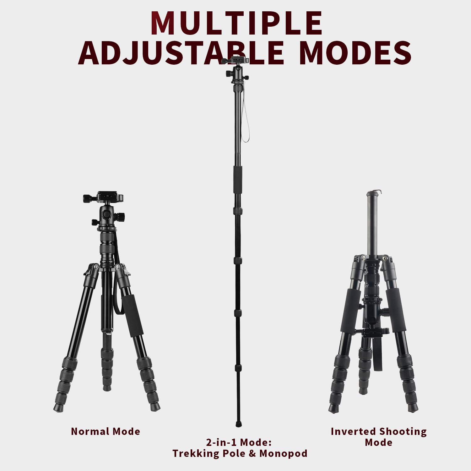 Minicor Tripod For Camera, 63" Aluminum Tripod For Dslr Camera With Ball Head And Quick Release Plate And Bag, Detachable Monopod For Camcorder, Load Up To 8Kg/17.63Lbs,Black