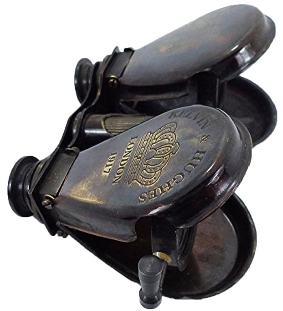 Parijat Handicraft Collectibles  ly Made Double Leaf Spy Glass Antique Pocket Folding Brass Binocular
