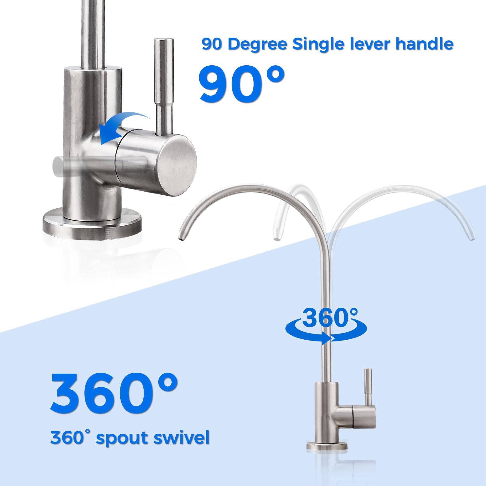 Hoanmpy Water Filter Faucet,Drinking Water Faucet Fits Reverse Osmosis And Water Filtration System For Kitchen Bar Sink Faucet In Non-Air Gap Sus304 Stainless Modern Brushed Nickel Lead-