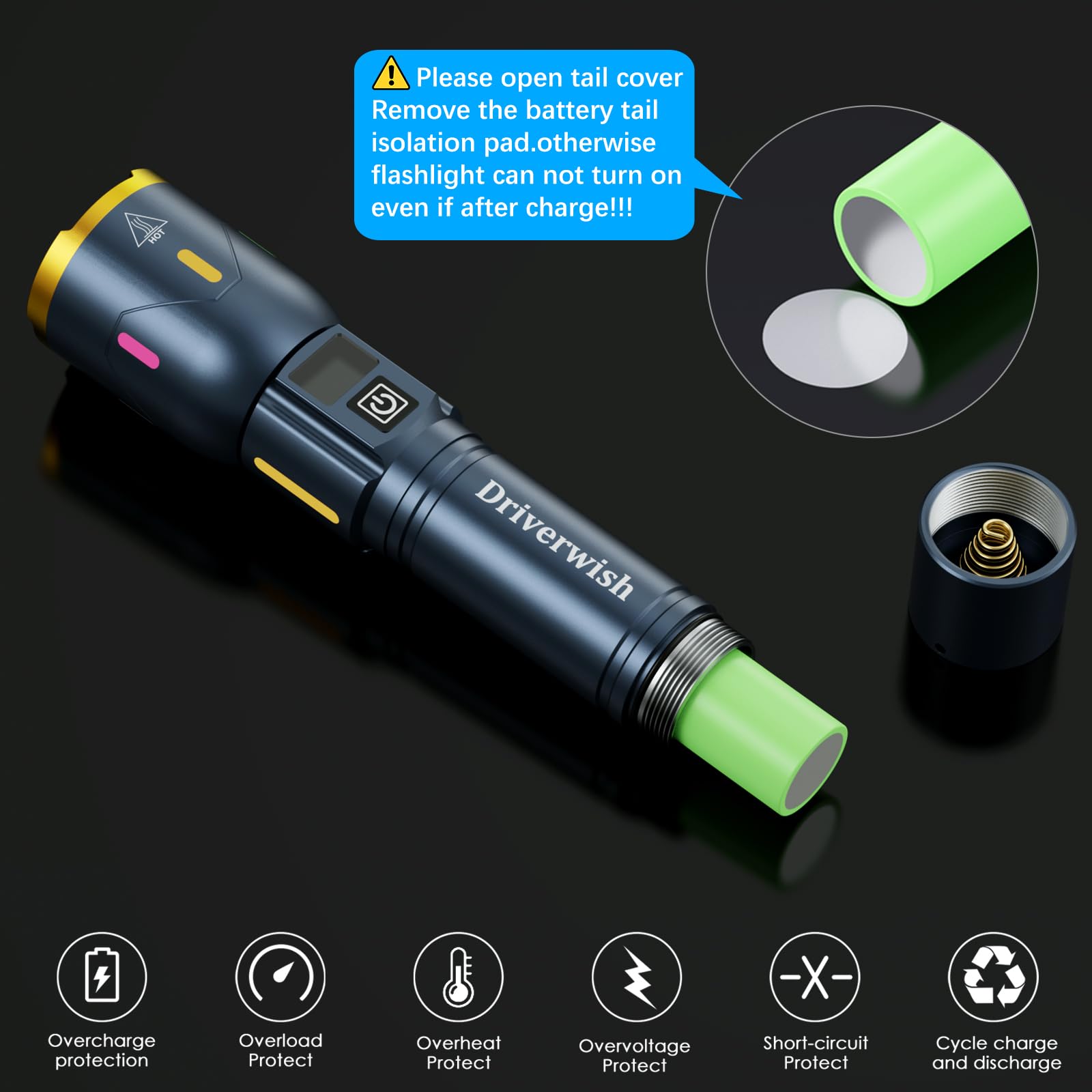 Driverwish Rechargeable Flashlights 990000 High Lumens, Super Bright Led Flashlight Usb C, High Power Flashlight With 3Modes, Waterproof Flash Light, Versatile Tactical Flashlight For Emergencies,Camping,Hiking