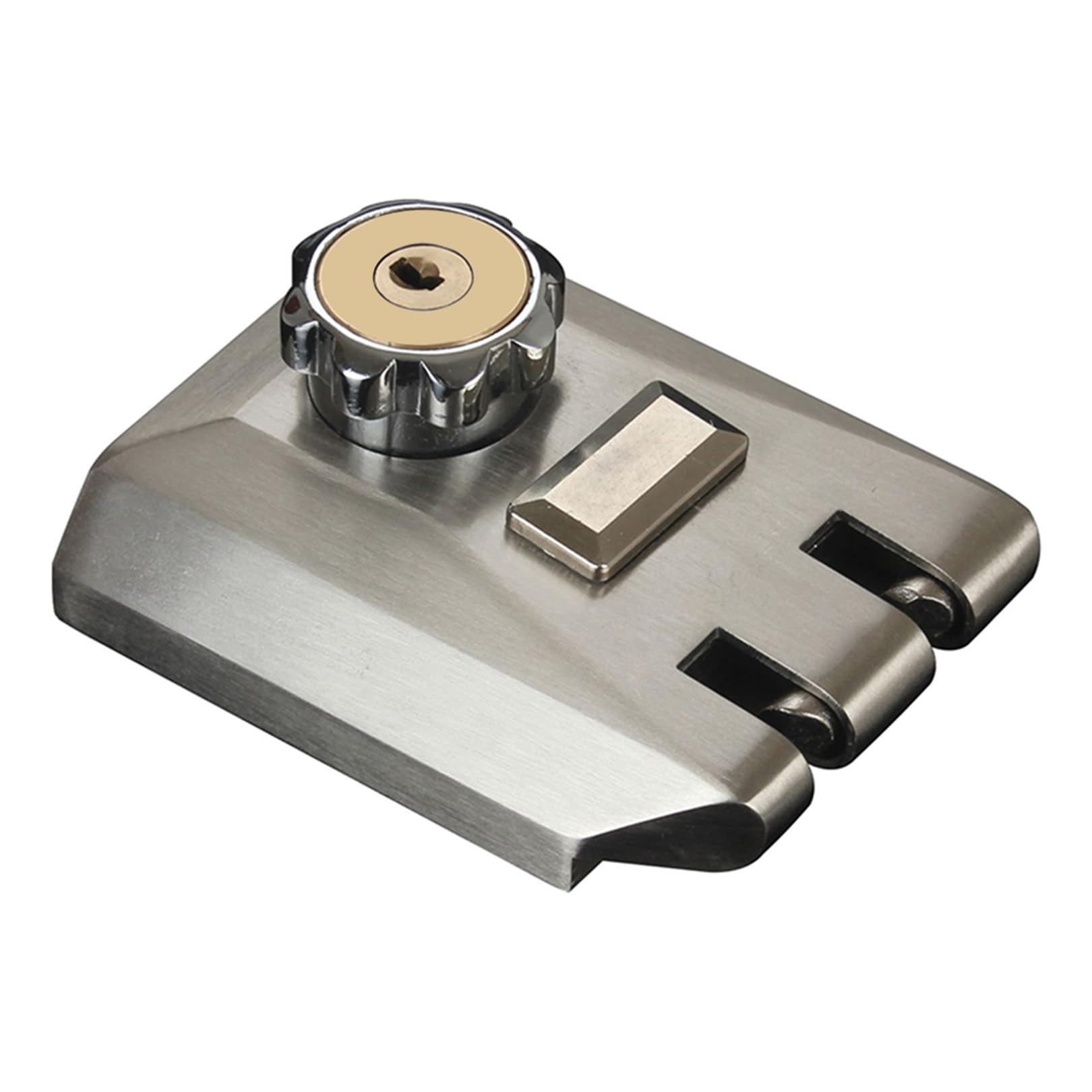 Farfellny Home Door Vertical Keyway Deadbolt Rim Locks Set,Deadlock,Single Cylinder Metal Lock,Twist-To Locking Cylinder Deadbolt Lock,With Keyed Angle And Flat Strike Inter Locking,Alloy,Silver