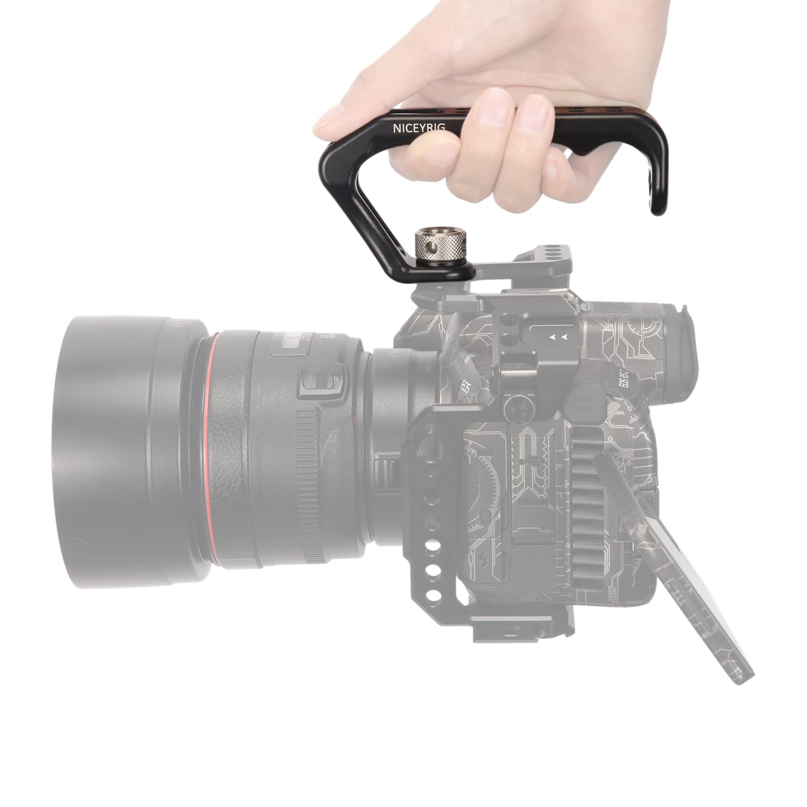 Niceyrig Dslr Top Handle Grip For Arri Mount, Ergonomic Camera Cage Handgrip With 1/4 3/8 Thread Cold Shoe - 536