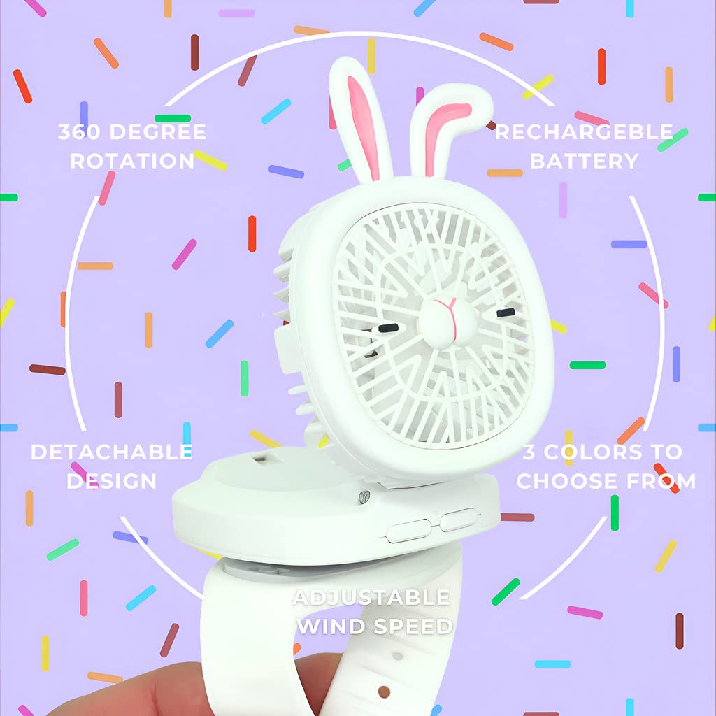 Personal Fan With Wrist Strap - Battery Operated, Usb Rechargeable Fan Portable, Led Lights