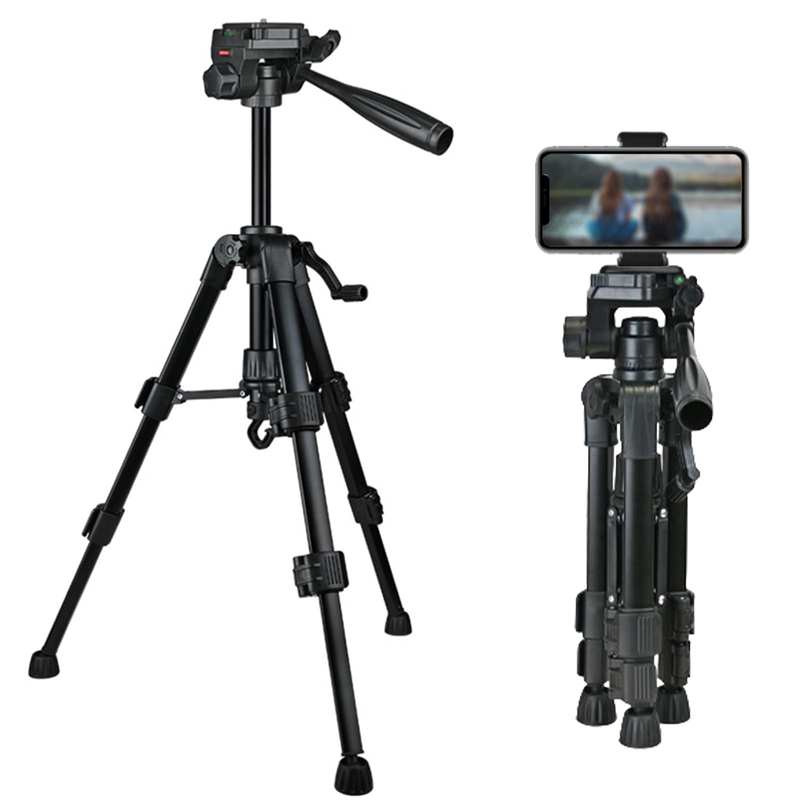 Kakotopa Lightweight Desktop Tripod - 4-Section Adjustable 3-Way Pan/Tilt Head Head, 360° Rotation, Compatible With Cellphone/Dslr/Slr/Projector,Perfect For Vlogging/Video Conferencing (Matt Black)