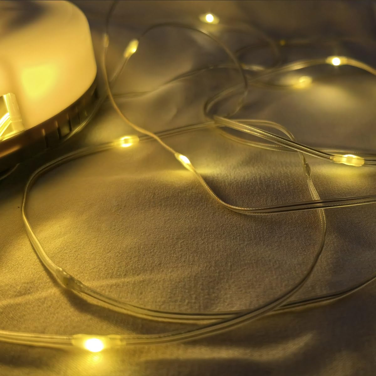 Urvoix Camping Light String For Tent, 65Ft Retractable Outdoor Lights String Tent Lights For Camping, Quick Recovery, Waterproof Led Rechargeable Camp Lamp For Party Patio Balcony Decor