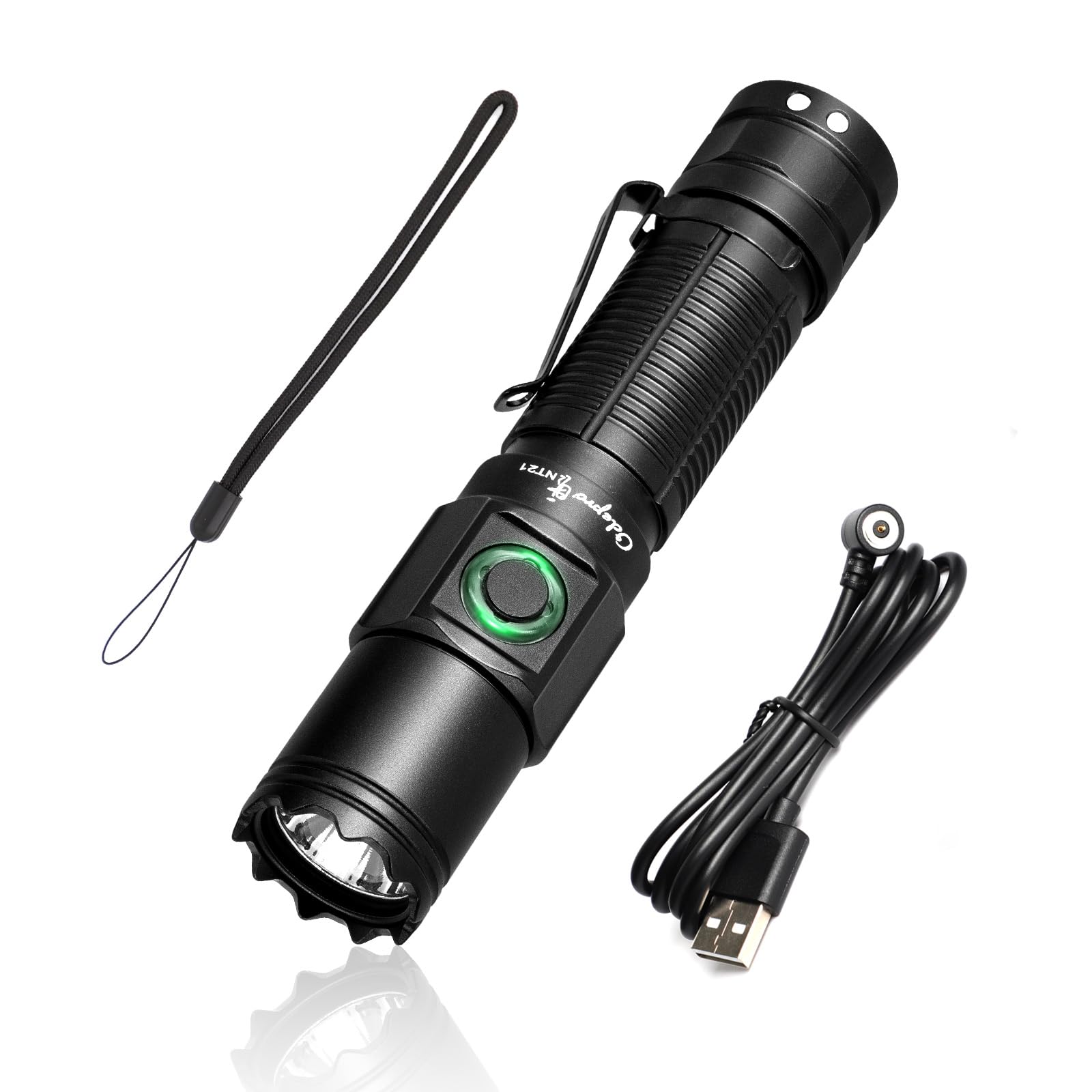 Odepro Nt21 1200 Lumens Small Bright Rechargeable Flashlight With Power Display, Ip67 Waterproof, 5 Light Modes, 984Ft Long Throw Edc Pocket-Size Torch For Camping Searching Emergency