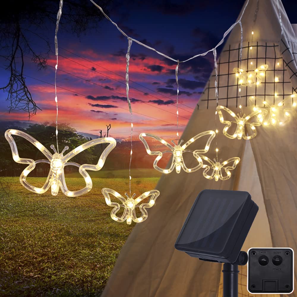 Sdoublem Solar Usb String Butterfly Lights Indoor Outdoor 10 Led Fairy Light Decorations For Garden Fence Patio Yard Christmas Tree, Lawn, Patio, Party Decoration (Solar Light)