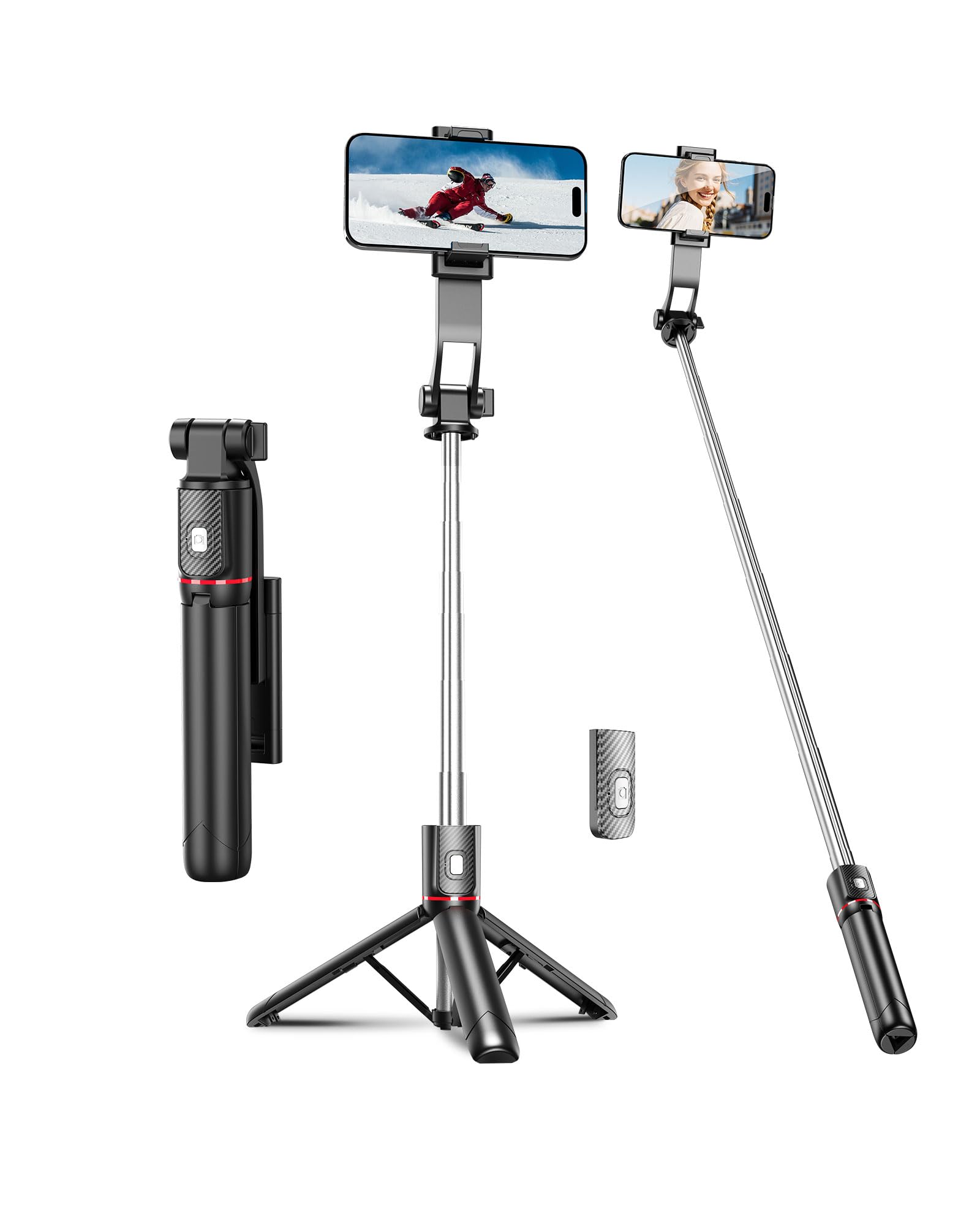 Fashion 40'' Selfie Stick Tripod, Cell Phone Tripod With Integrated Wireless Remote, Portable Selfie Stick For Iphone Video Recording, Lightweight Extendable Phone Stand For Iphone Android