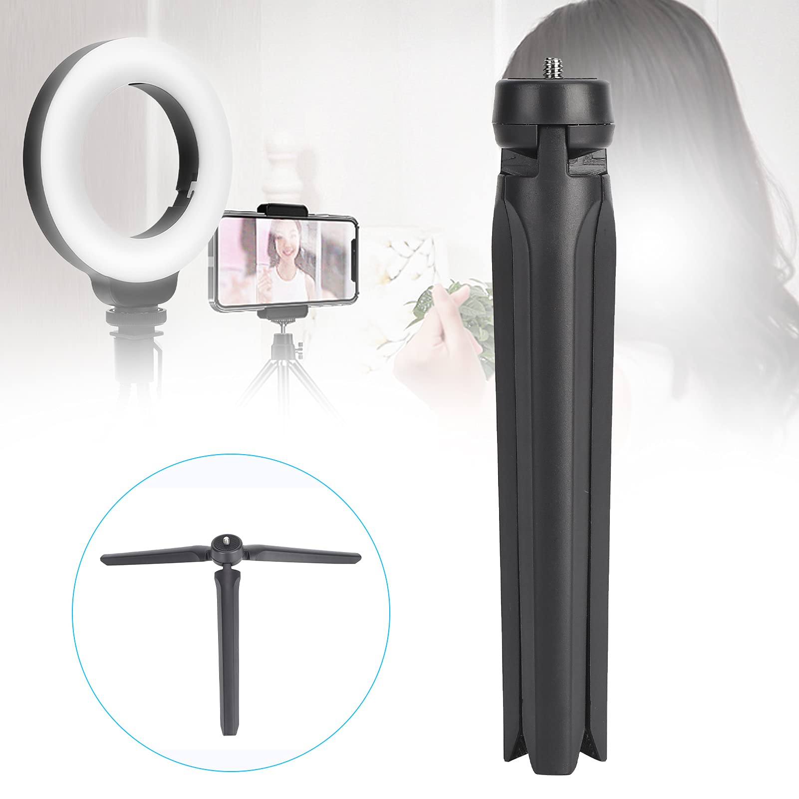 Byged Phone Camera Tripod,19Cm Adjustable Tripod Stand Portable Fill Light Desktop Tripod Mini Phone Bracket With 1/4'' Screw,For Phone Fill Light