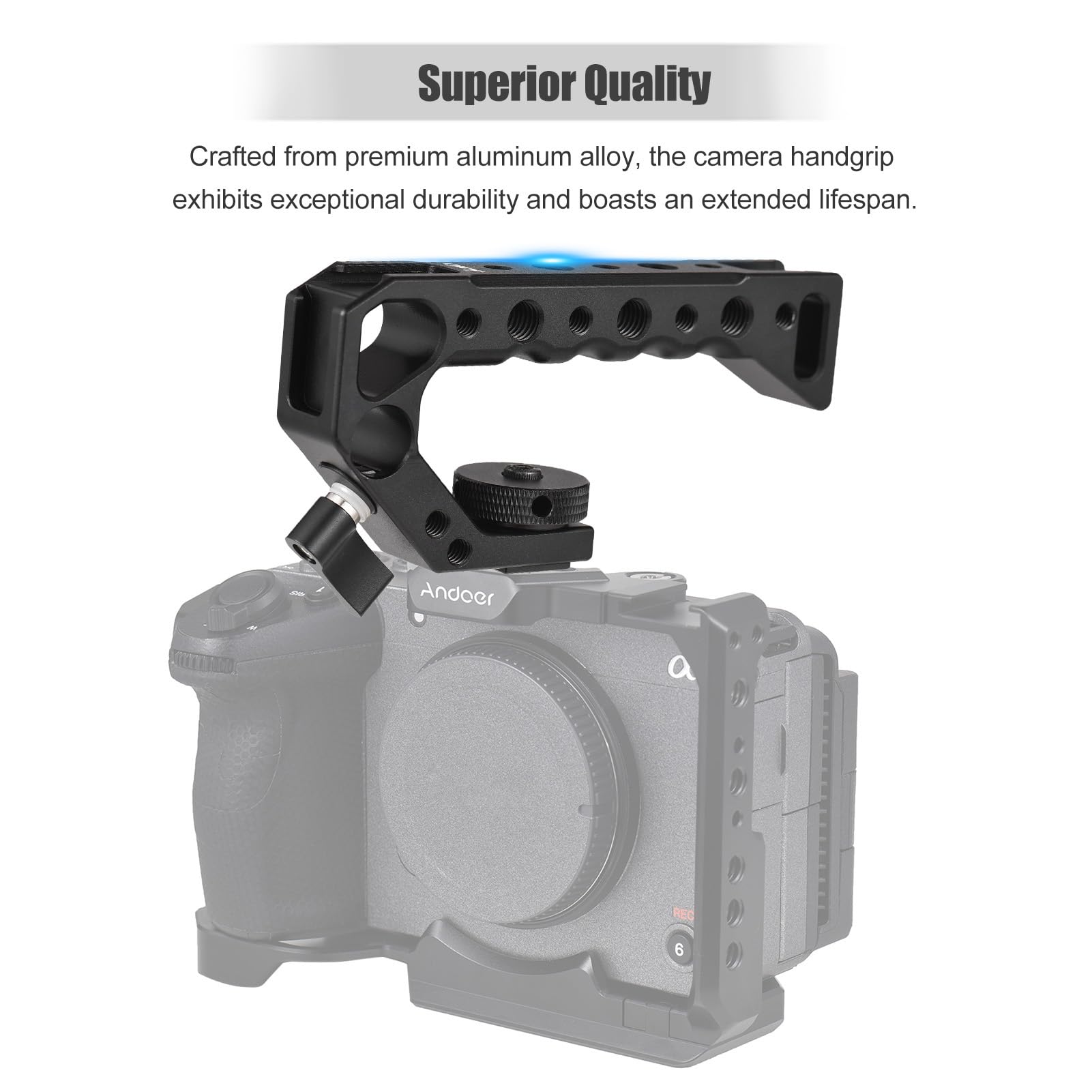 Sunydog Universal Top Handle Camera Top Handgrip With 4 Cold Shoe Mounts Arri Positiong Hole 1/4In And 3/8In Threaded Holes Compatible With Camera Cage Sports Camera For Vlogging Live Streaming