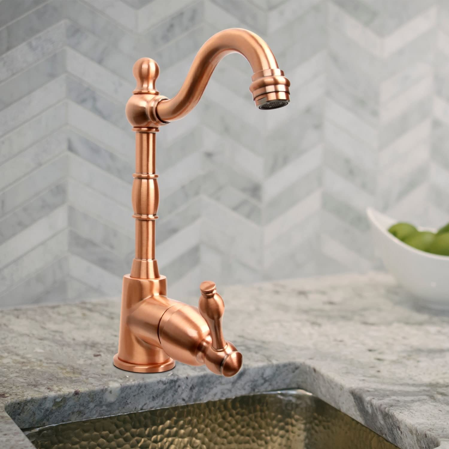 Overstock Nauxus One-Handle Widespread Kitchen Bar Faucet Antique Copper Antique