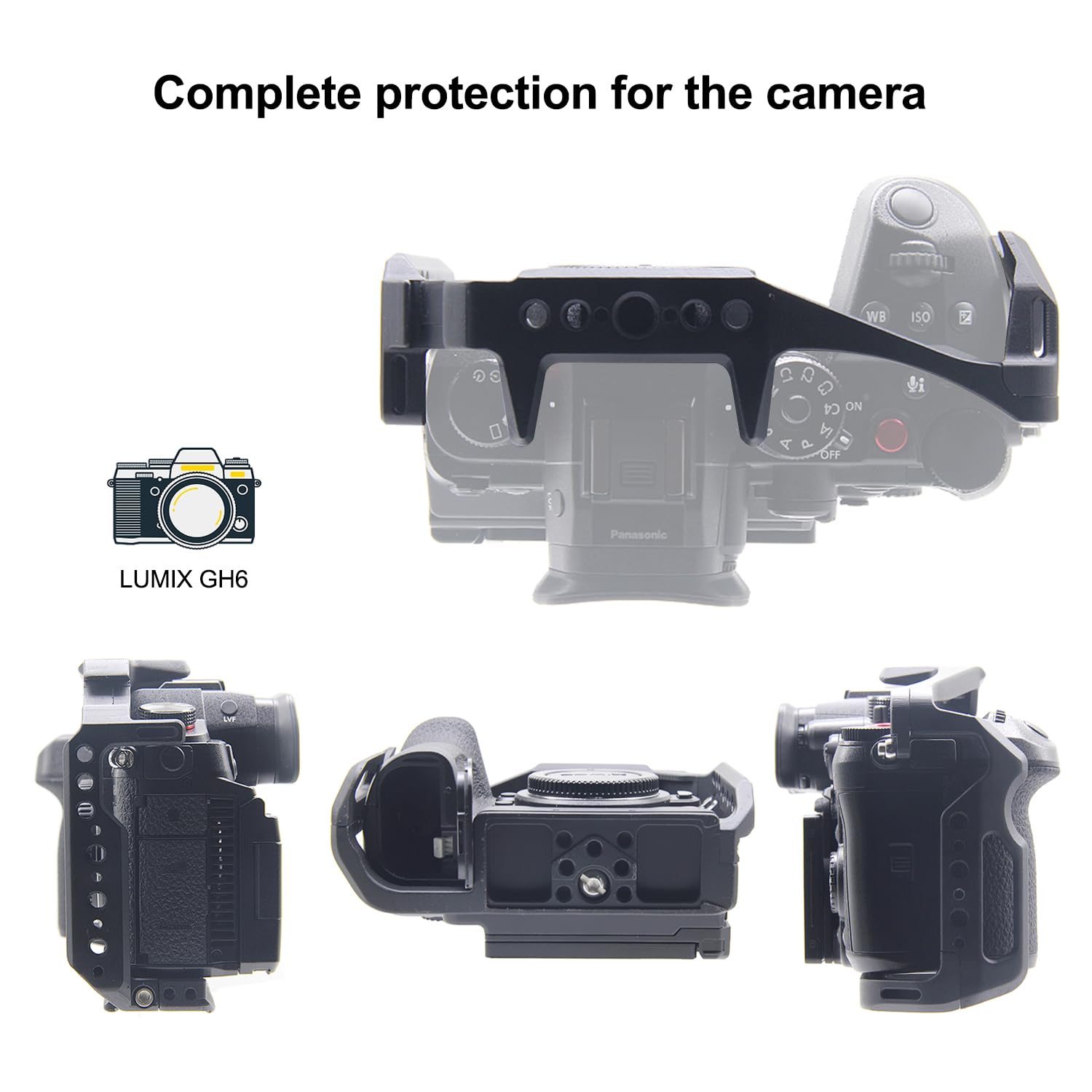 Anntery Gh6 Cage For Panasonic Lumix Gh6 Camera Full Cage With Non Slip Silicone Mat -A010