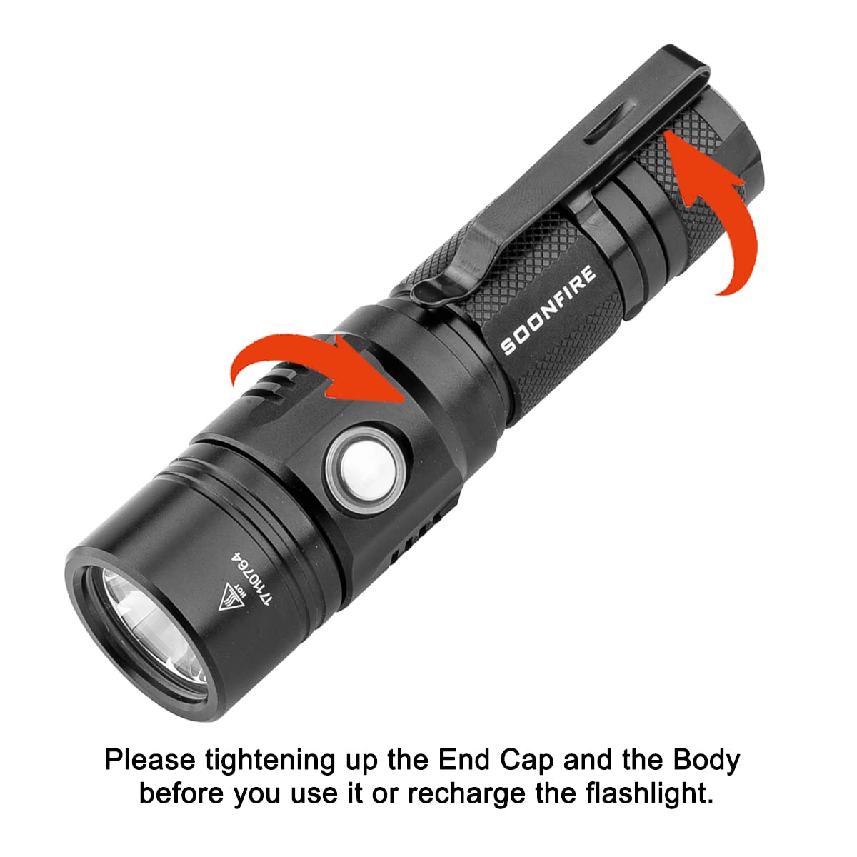 Soonfire 1000 Lumens White Led Flashlight, E Usb Rechargeable Waterproof Compact Edc Law Enforcement Flashlights (Camping, Emergency Use And Security)