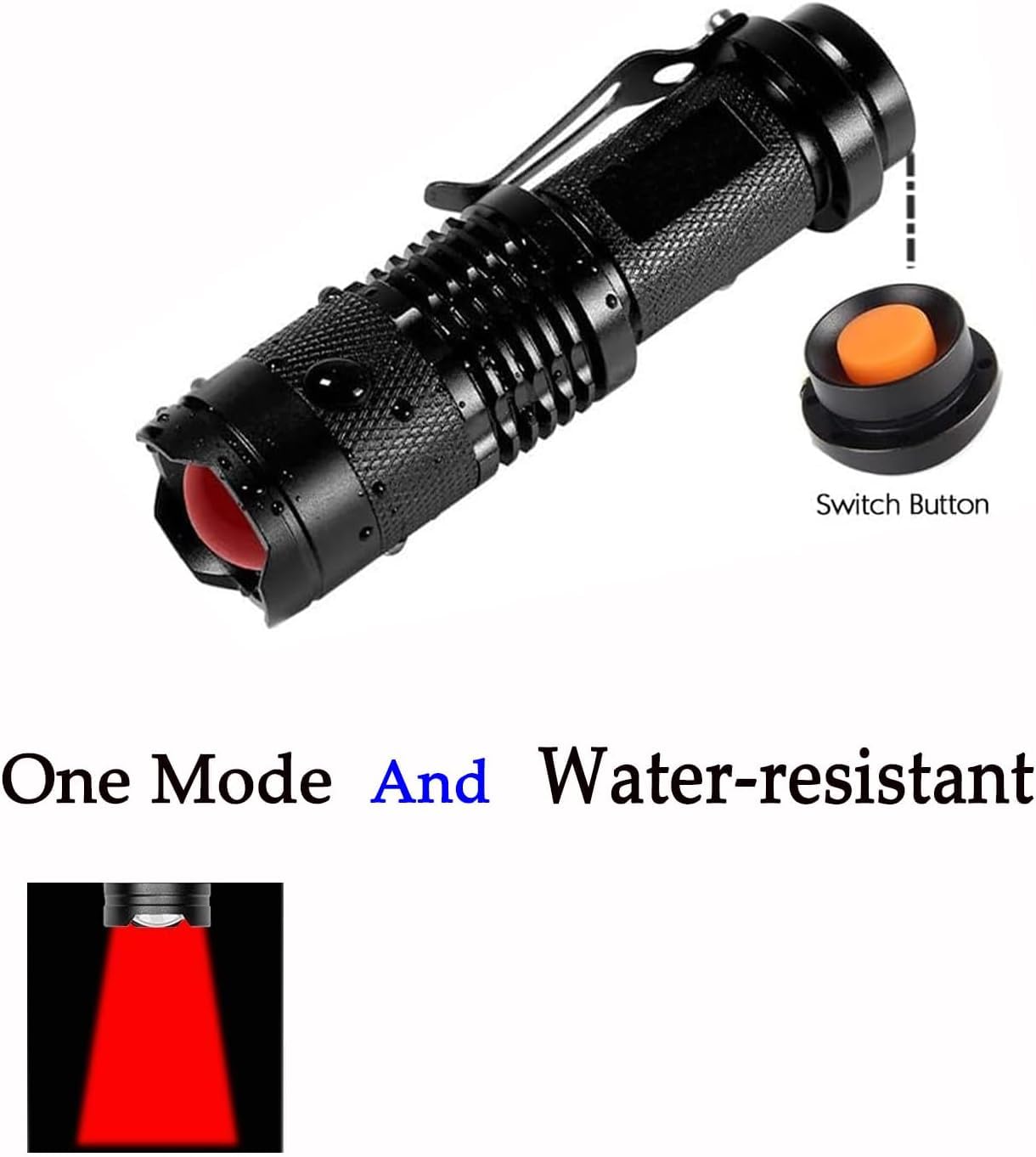 Souyos Red Light Flashlight Mini Red Led Light Zoomable Single Mode Red Light Torch For Hunting Night Observation Astronomy Aviation, 3 Pack