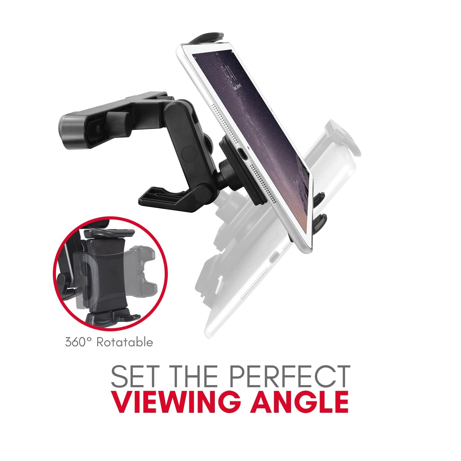 Macally Tablet Holder For Car Headrest  Ipad Backseat Mount For Kids  Fits 4.7-11" Devices  Perfect For Long Car Trips