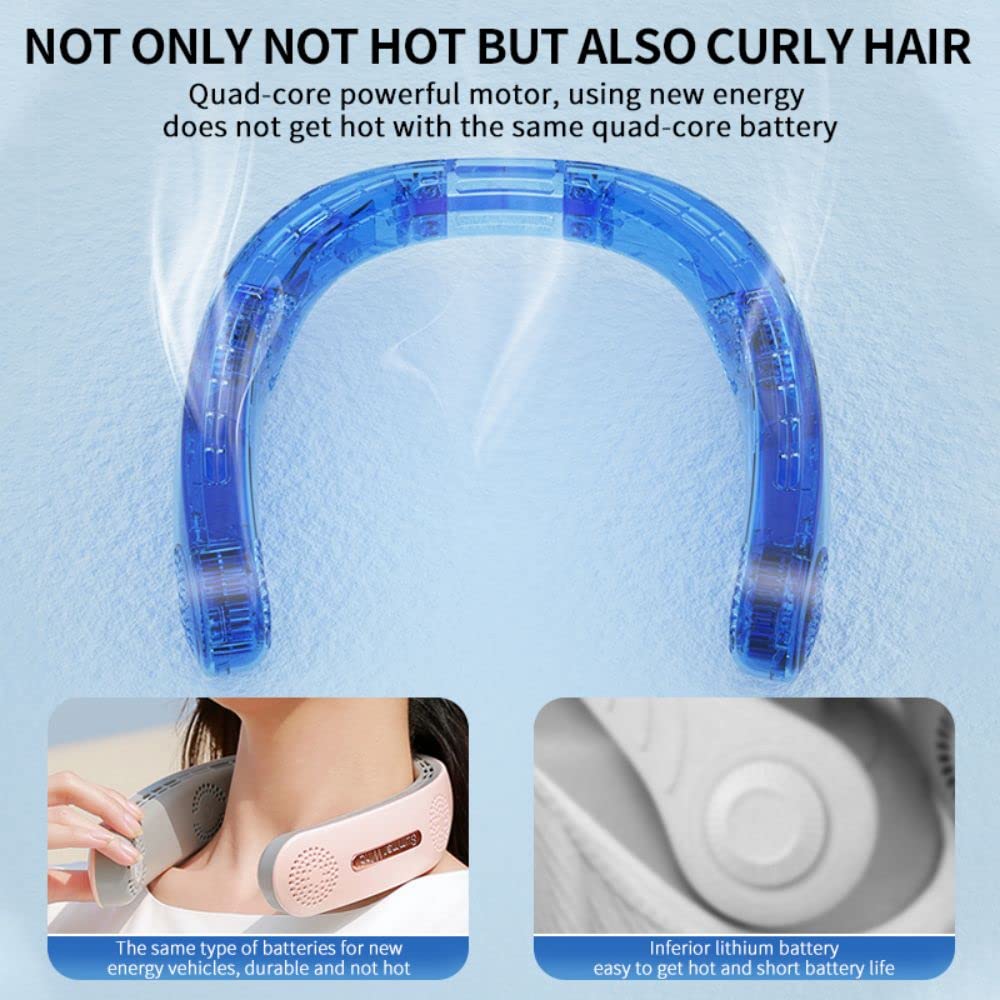 Portable Neck Fan Bladeless 4 Turbo Fan The Back Of The Neck Is Cool And Does Not Sweat 4000Mah