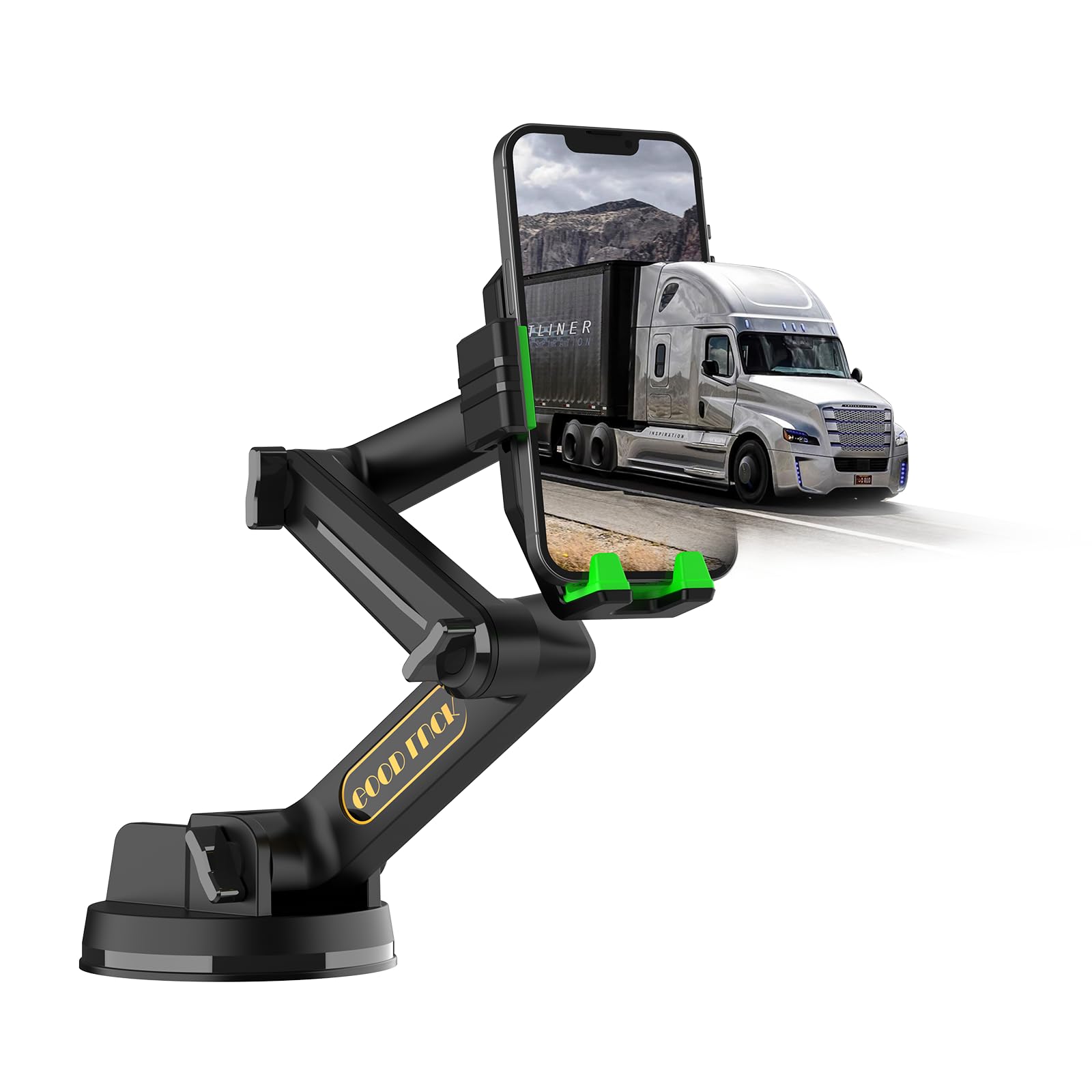 Wuitin Heavy Duty Phone Holder - Long Arm, Anti-Shake Suction Cup, Compatible With All Phones & Vehicles