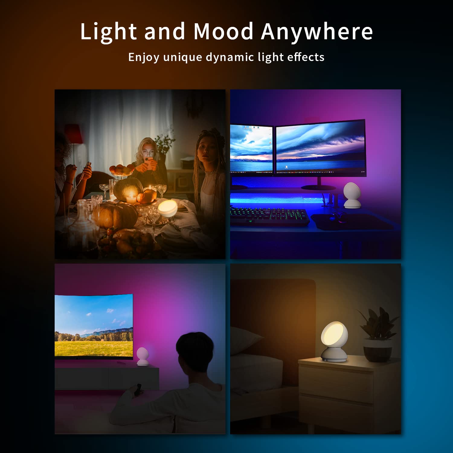 Lpmylmc Smart Night Light Table Lamp With Rgbww, Portable Voice Control Led Dimmable Bluetooth Table Lamp, Compatible With Alexa & Google Assistant For Bedroom, Living Room, Gaming, Decoration