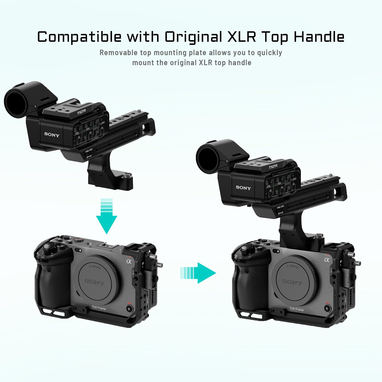 Tilta Camera Cage Basic Kit For Fx3/Fx30 V2  Includes Cage, Top Handle, Baseplate & More  Top Plate Nato Rail, Cold Shoe, 1/4"-20 And 3/8"-16  Thumb Screw Design  Black