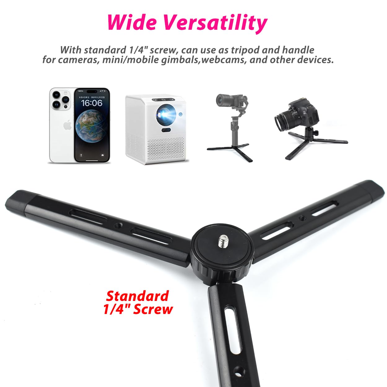 Akeipho Adjustable Aluminum Mini Tripod - Desktop Tabletop Stand For Dslr Cameras, Zhiyun Weebill/Smooth/Crane, Dji Ronin S/Sc/Rsc/Rs, Osmo Mobile, Stabilizer Handle (4-Level Adjustable)