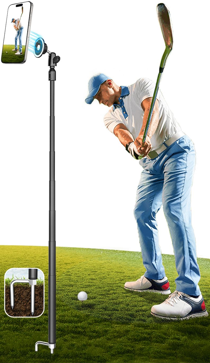 Gdzn 57" Extendable Golf Monopod Selfie Stick - Magnetic Phone Holder For Golf Swing Analysis, Putting Recording And Training Aid, Portable Travel Tripod Stand With Ground Spike, Magsafe Compatible