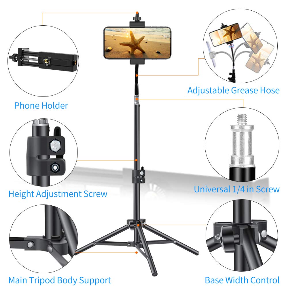 Pixel 20Inch Phone Tripod For Iphone Cell Phone Stand Video Recording, Vlogging/Streaming/Photography Smartphone Tripod Stand Sturdy And Lightweight Stand