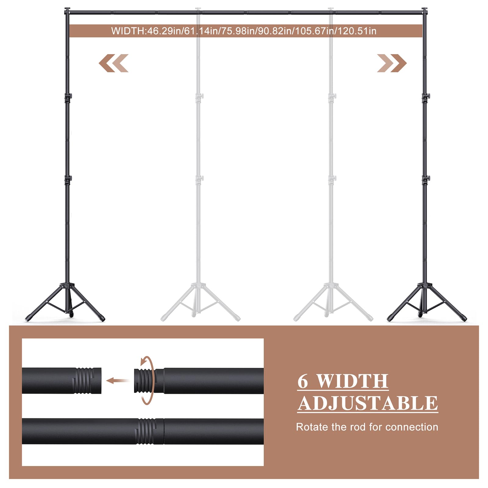 Forlogic Backdrop Stand 10×8Ft (W×H) Adjustable Backdrop Support Ground Kit Photography Photo Shoot Backdrop Stand For Parties With Sandbags, Spring Clips, Carrying Bag