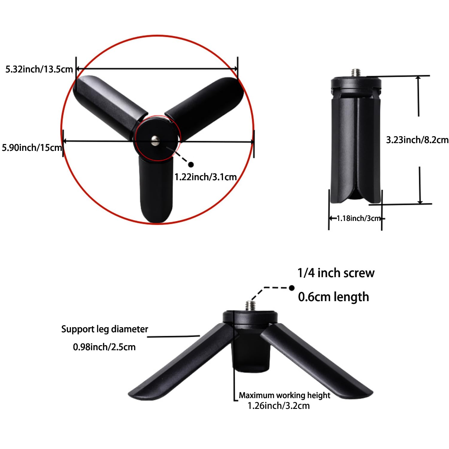 Mingven Mini Tripod For Dji Osmo Pocket 3 / Pocket 2, 1/4″-20 Screw Foldable Tripod Compatible With Dji Osmo Action 5 Pro/Action 4, Folding Desktop Stand For Insta360 Ace Pro, Camera Accessories
