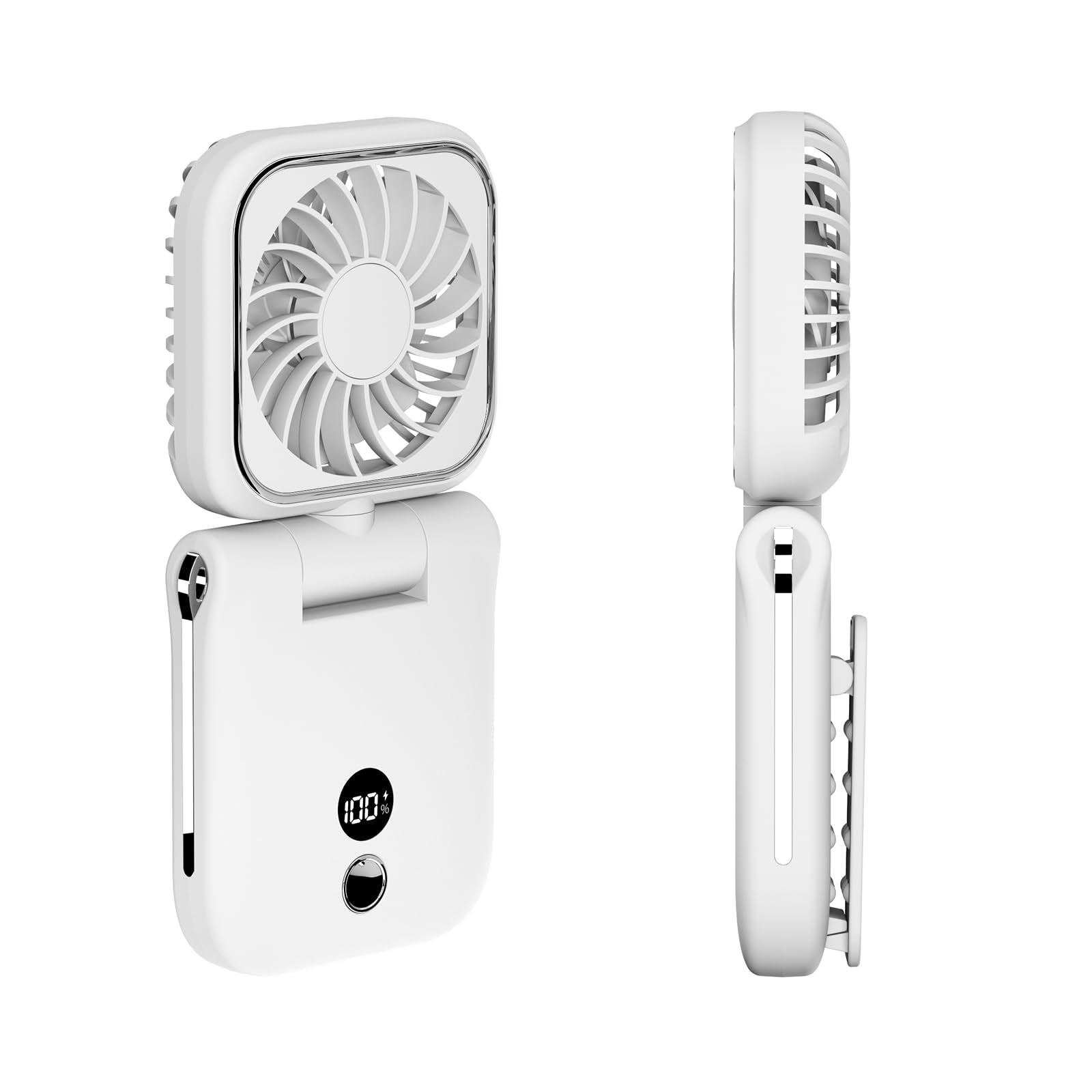 Mini Portable Handheld Clip On Rechargeable Personal Hand Fan With Led Display, Pocket Battery - Koospark