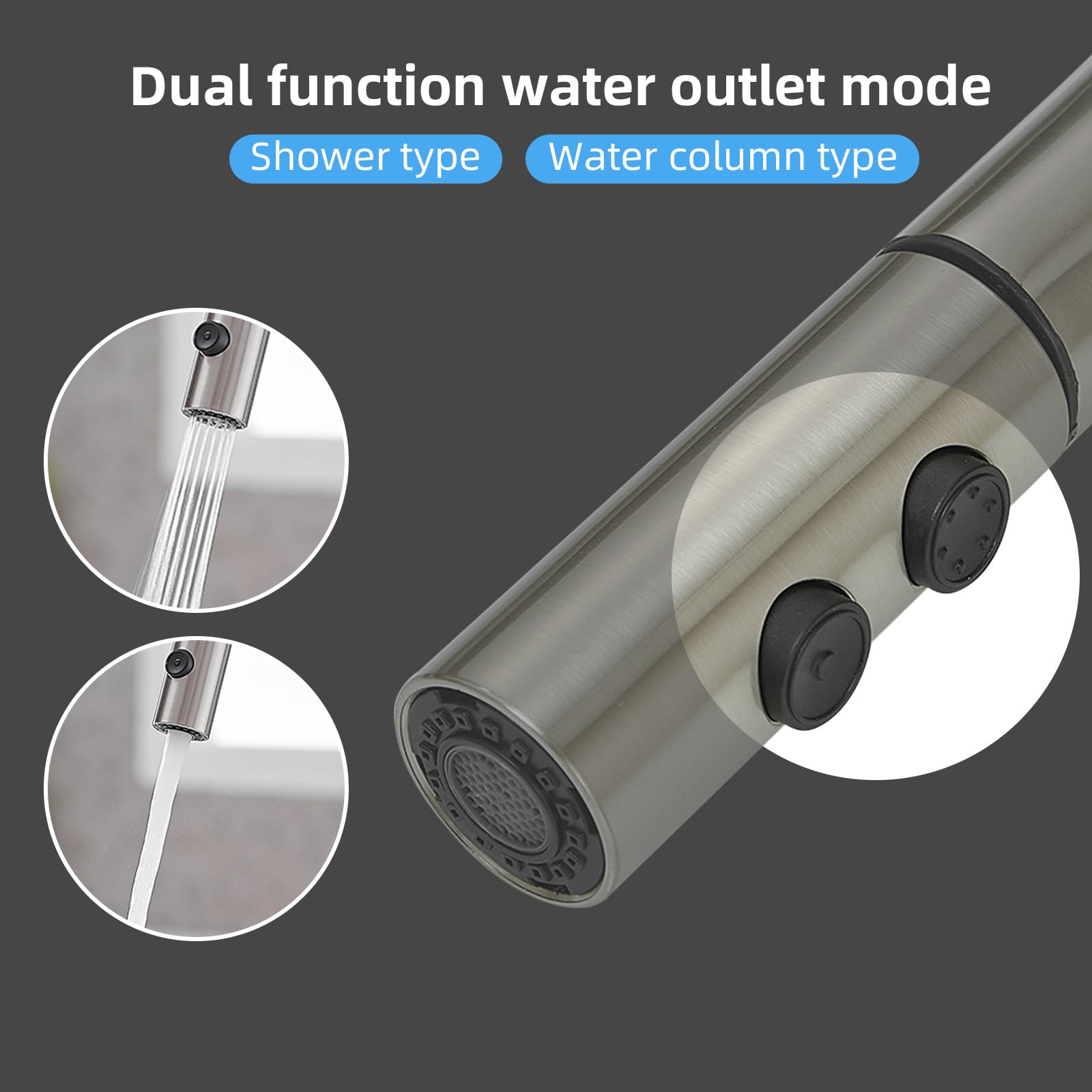 Bwe Kitchen Sink Faucet With Pull Down Sprayer High Arc Modern Kitchen Faucet Commercial Single Handle Stainless Steel Faucet For Kitchen Bar Rv With 10" Deck Plate,Brushed Nickel