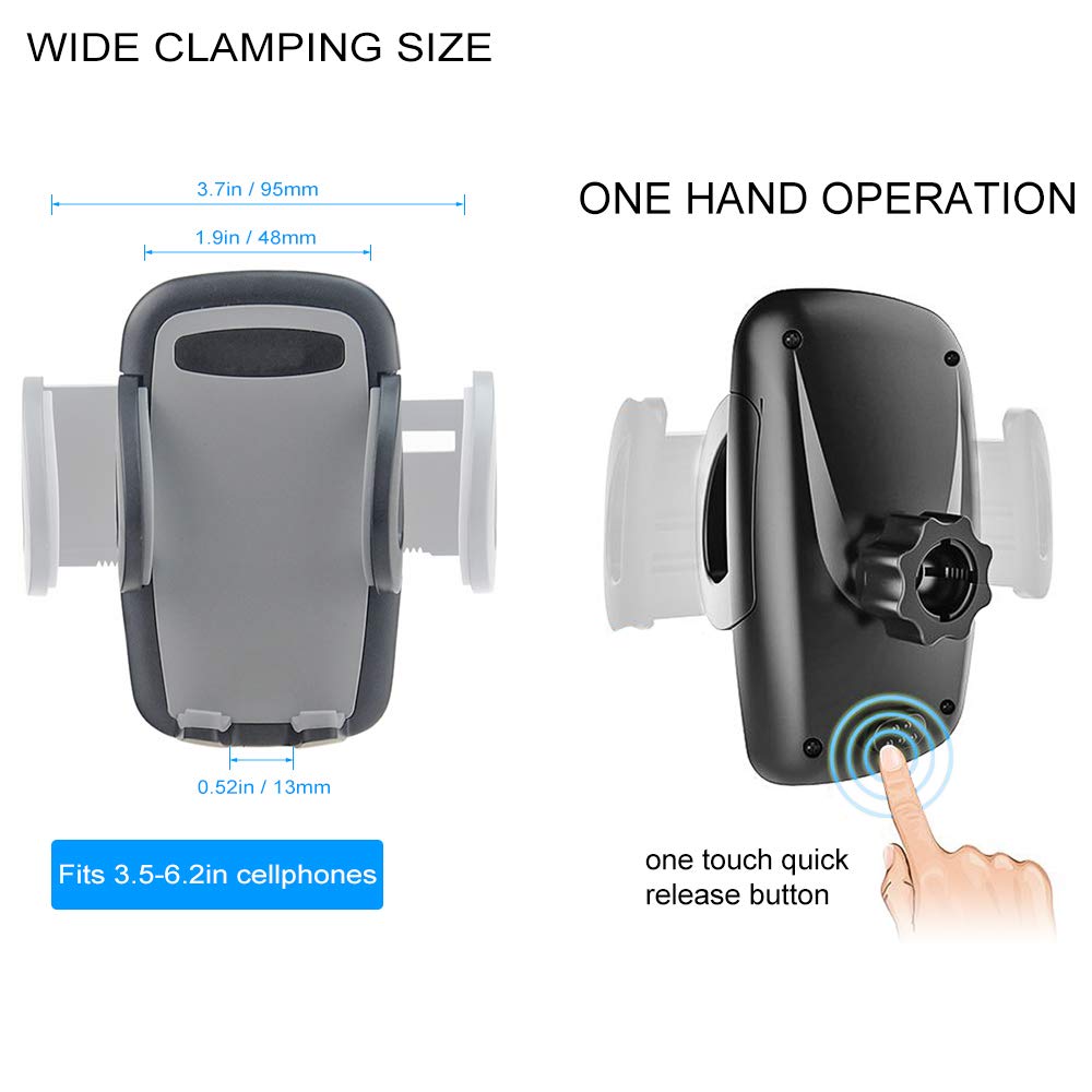 Kolasels Dual Phone Holder For Car, Phone Mount For Truck Windshield/Dashboard Compatible With Iphone 11/Xs/Xr/X/8 Plus/8/7/6, Samsung Note 10+/10/9/8/7, Htc, Lg And More 3.5-6.5 Inch Cell Phone